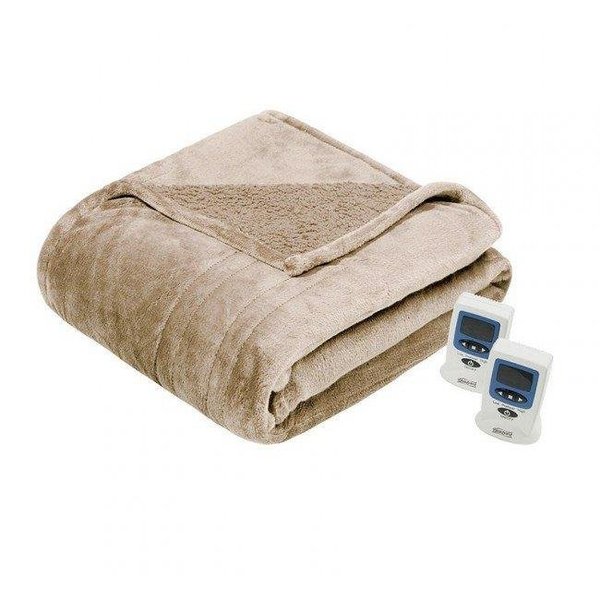 Beautyrest Beautyrest BR54-0381 Heated Microlight to Berber Blanket; Tan - Twin BR54-0381